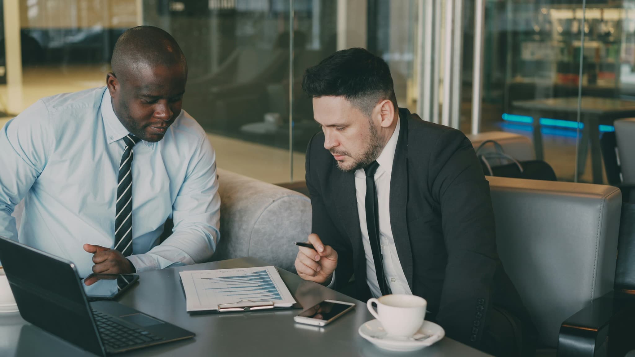 Business professional working with financial documentation